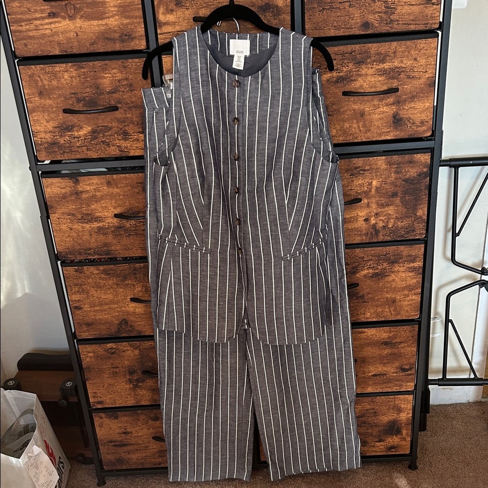 H&M Gray Striped Jumpsuit